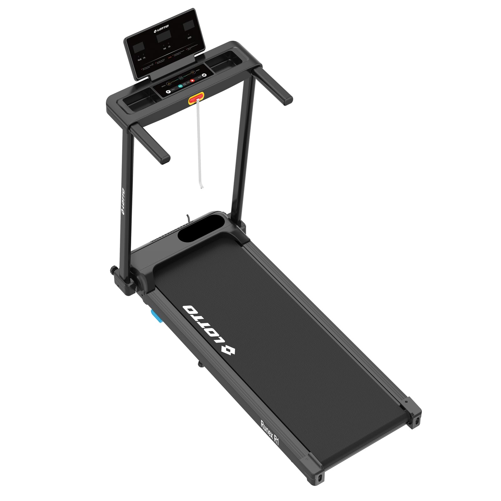 Tapis Roulant Elettrico Lotto Runex R1, Pieghevole 100%, 2 CV, Velocità 1–8 km/h, Inclinazione 2 Livelli, Superficie 105×40 cm, Console LED, Bluetooth FitShow/Kinomap/Zwift, 12 Programmi, Max 100 kg