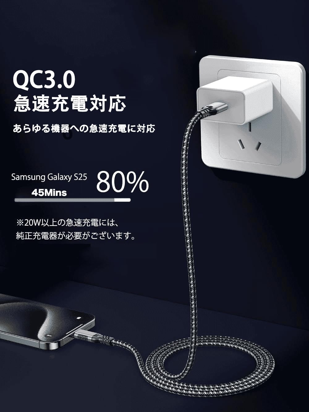Amazon.co.jp: USB Type C ケーブル 10Gbpsデータ転送 60W 20V/3A 急速