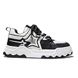 Men Chunky Sneakers Fashion Star Y2K Shoes Platform Dad Shoes Comfortable White&Black Loafers
