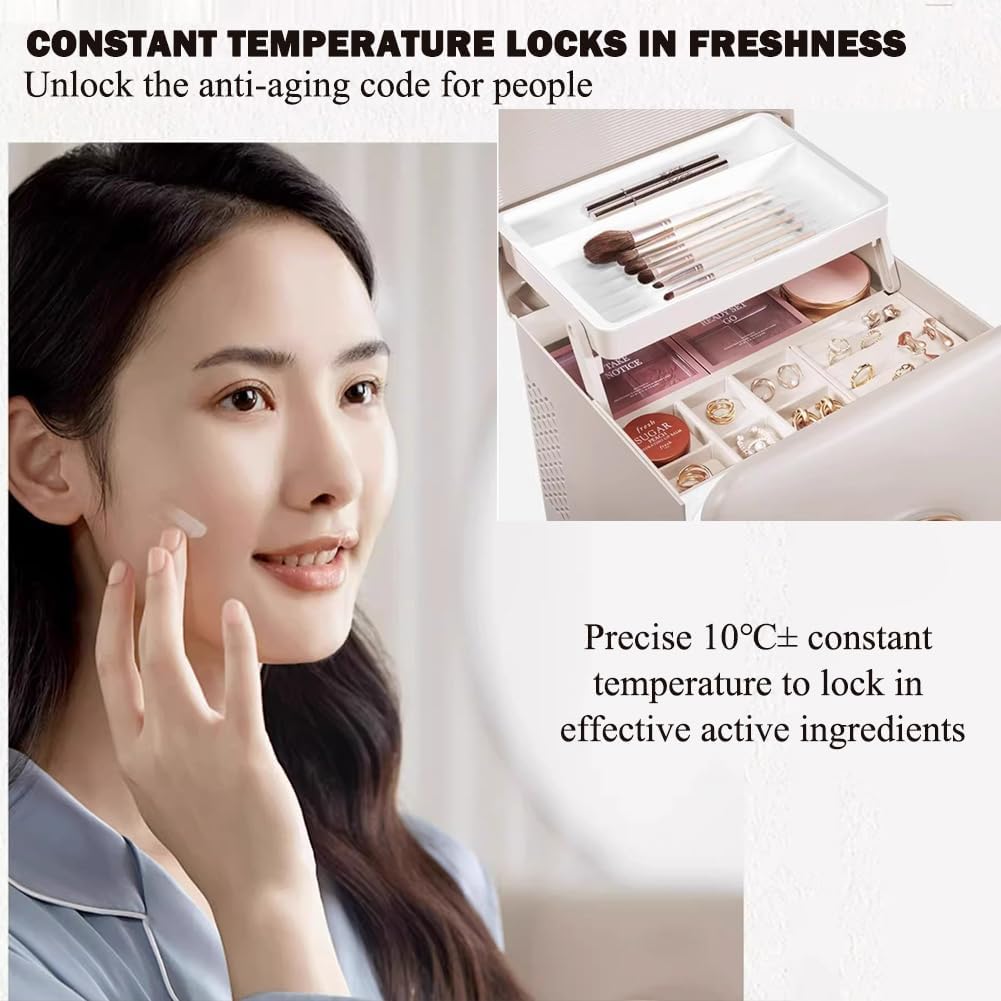Mini Refrigerator for Girls, Cosmetic Fridge, Cosmetic Freezer with Warming Function, Icebox for Small Households, Low Noise, Suitable for Beauty Products, Beverages, Home, Bedroom