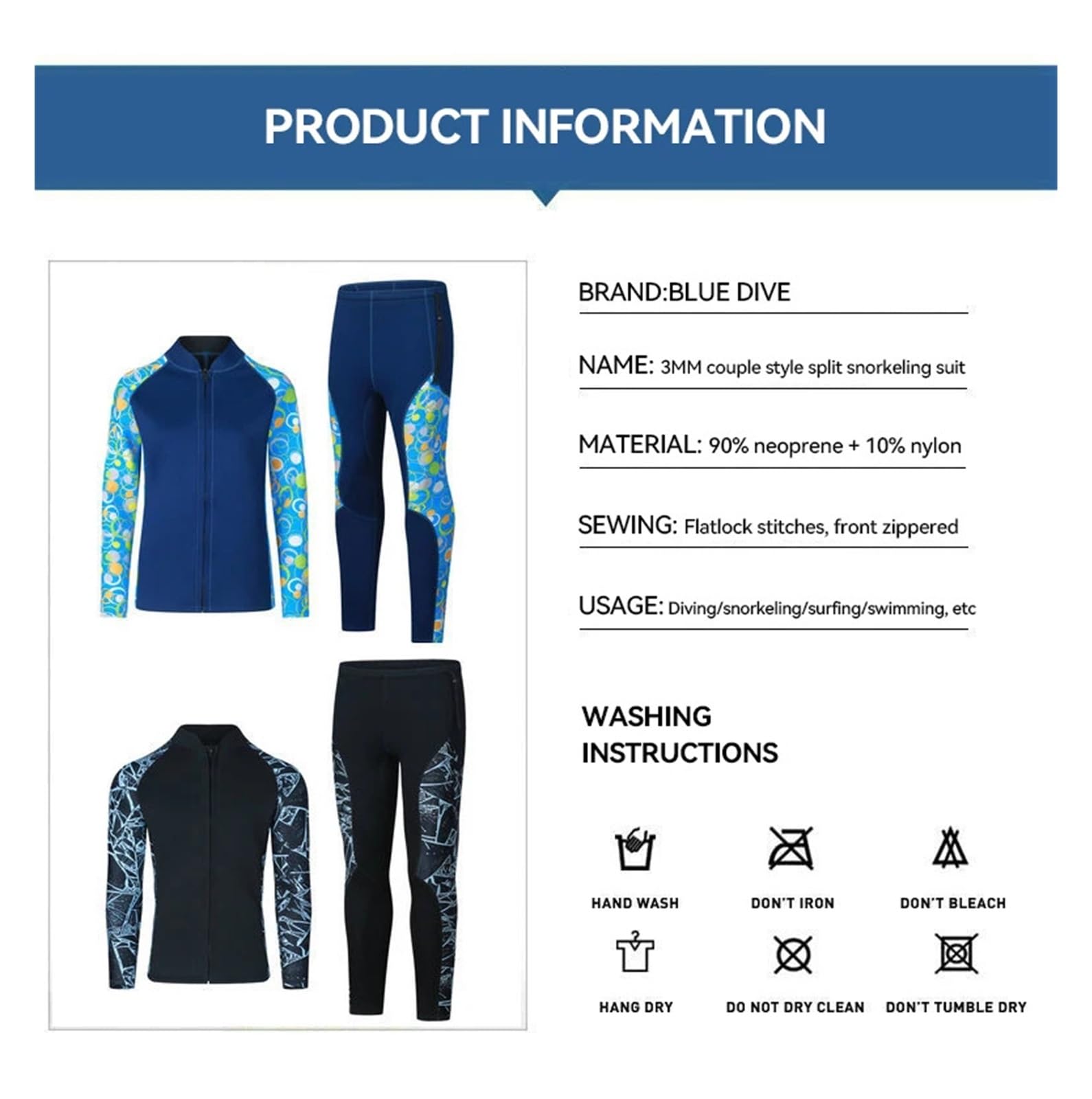 Muta da Uomo e da Donna in Neoprene da 3 mm, Divisa in Due Pezzi, Top a Maniche Lunghe, Pantaloni Caldi(Sky Pants,S)
