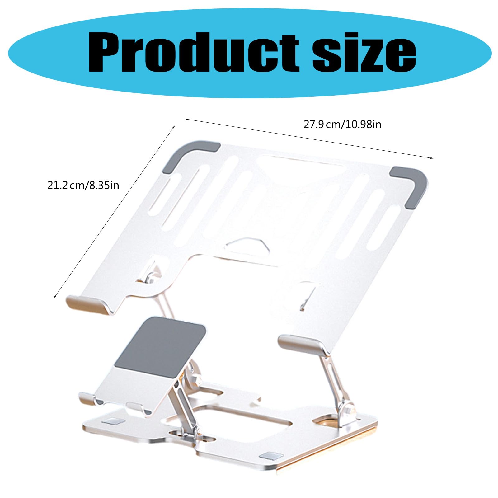 Supporto per laptop in lega di acciaio regolabile in altezza Base ventilata pieghevole imbottitura in silicone antiscivolo Ampia compatibilità Regolazione ergonomica Supporto per laptop
