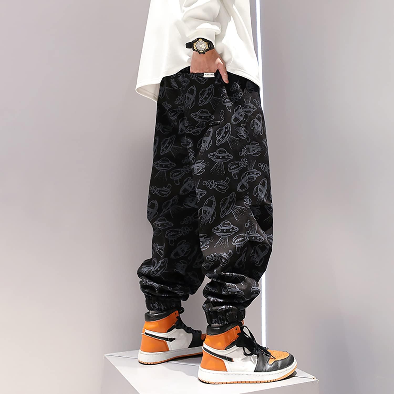 MOKEWEN Men's Jogger Pockets Ankle Athletic Ankle Cargo Pants Medium U009