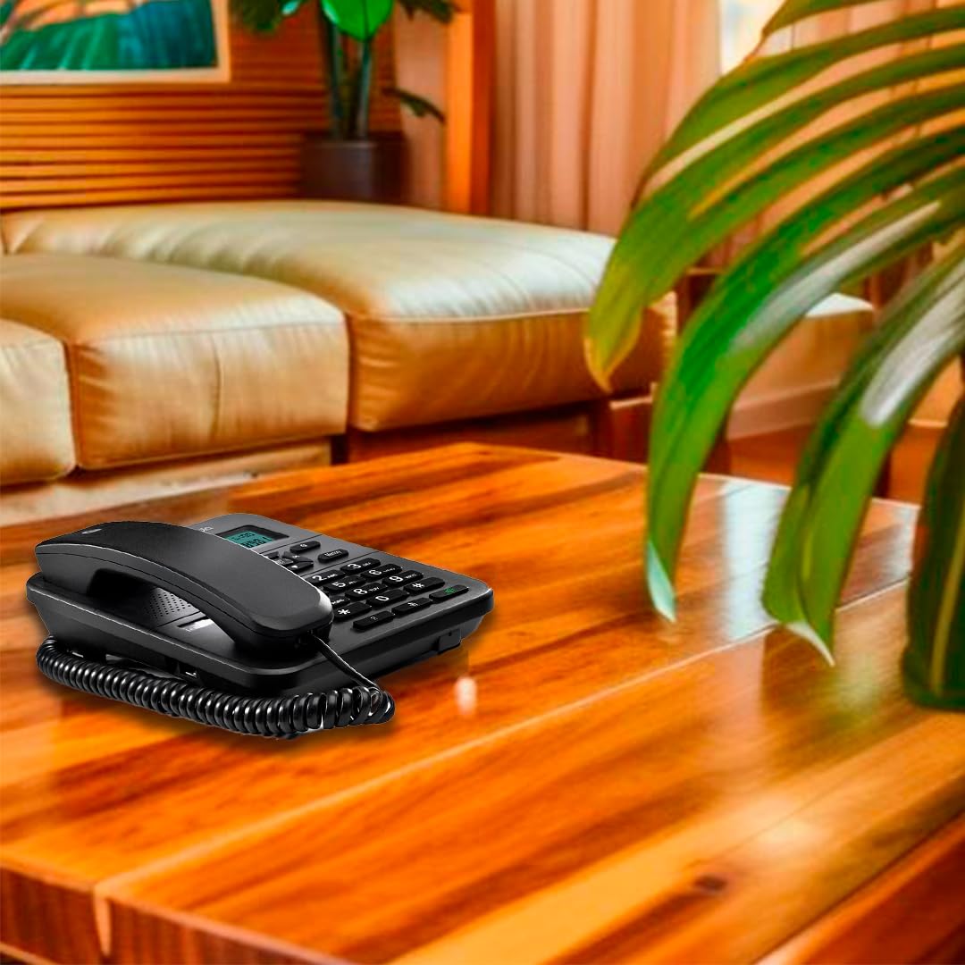 Motorola Voice - Téléphone filaire CT202, 10 touches mémoire, haut-parleur mains libres, musique d'attente, identification de l'appelant, recomposition du dernier numéro - Noir