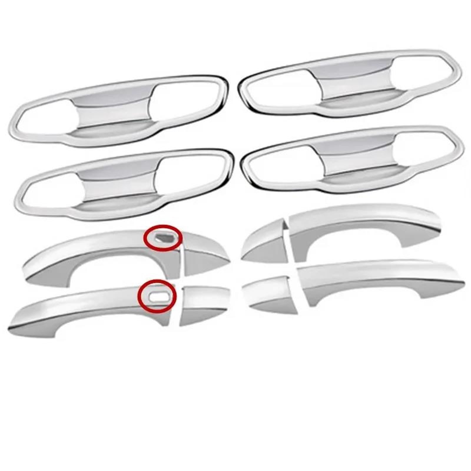 Noheeu Style4 Car Styling Abs Chrome Door Handle Protective Covering Cover Trim Handle Bowl For Skoda For Kodiaq 2017-2020(Style4)