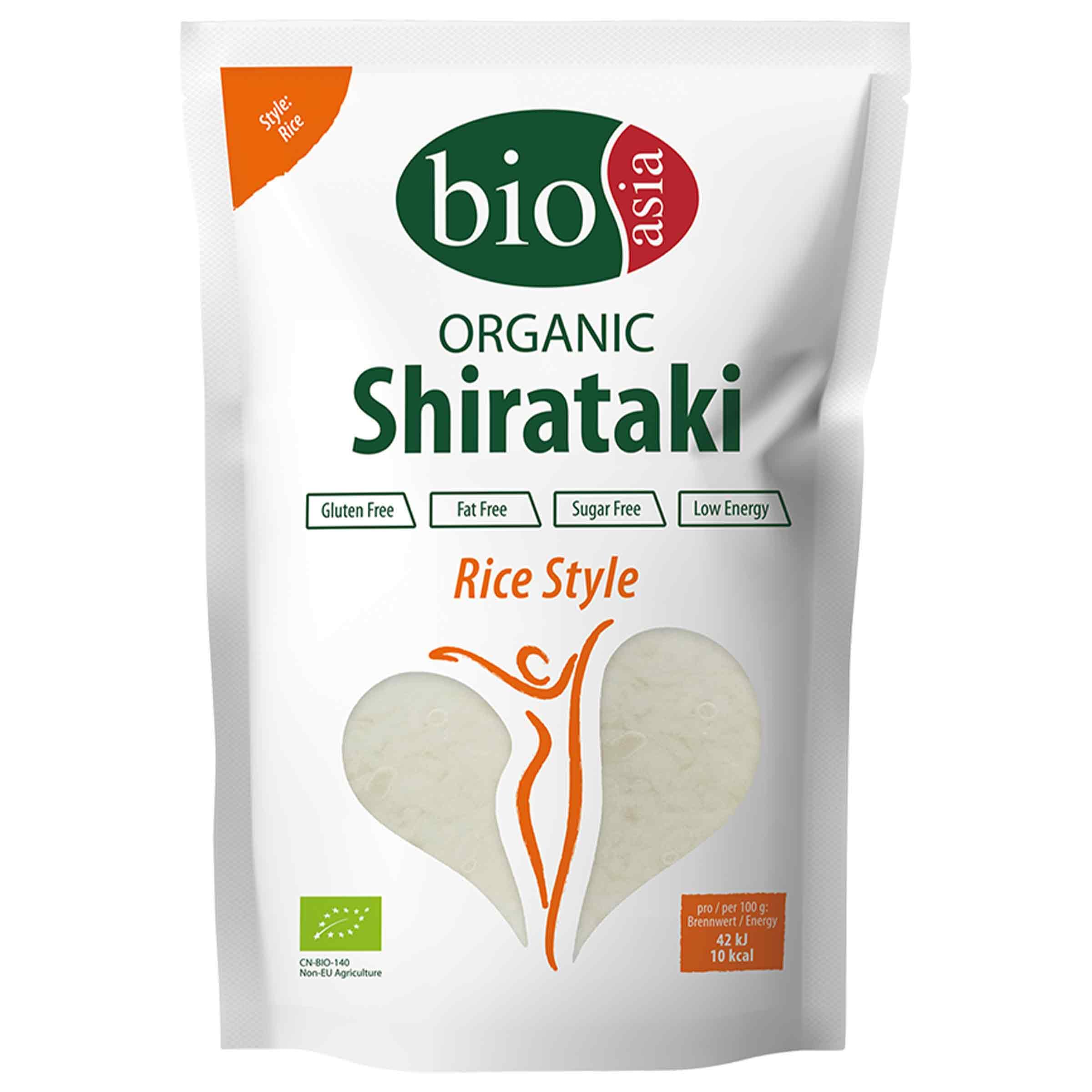 BIOASIA Arroz Shirataki hecho con harina de konjac ecológica, bajo en calorías, sin azúcar, grasa ni gluten, 1 x 270 g