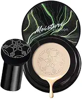Base de cabeça de cogumelo, almofada de ar CC Cream BB Cream, corretivo hidratante, base de maquiagem brilhante de longa duração com esponja de maquiagem de cogumelo, fácil de aplicar, redonda