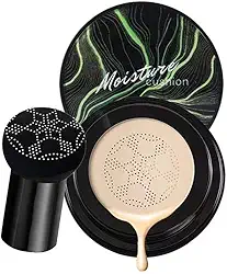 Base de cabeça de cogumelo, almofada de ar CC Cream BB Cream, corretivo hidratante, base de maquiagem brilhante de longa duração com esponja de maquiagem de cogumelo, fácil de aplicar, redonda