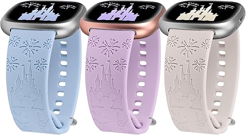 Vista 13 de Paquete de 3 bandas grabadas de dibujos animados compatibles con Fitbit Versa 4 Bands/Fitbit Versa 3 Bands/Sense/Sense 2 Band para mujer, bonita