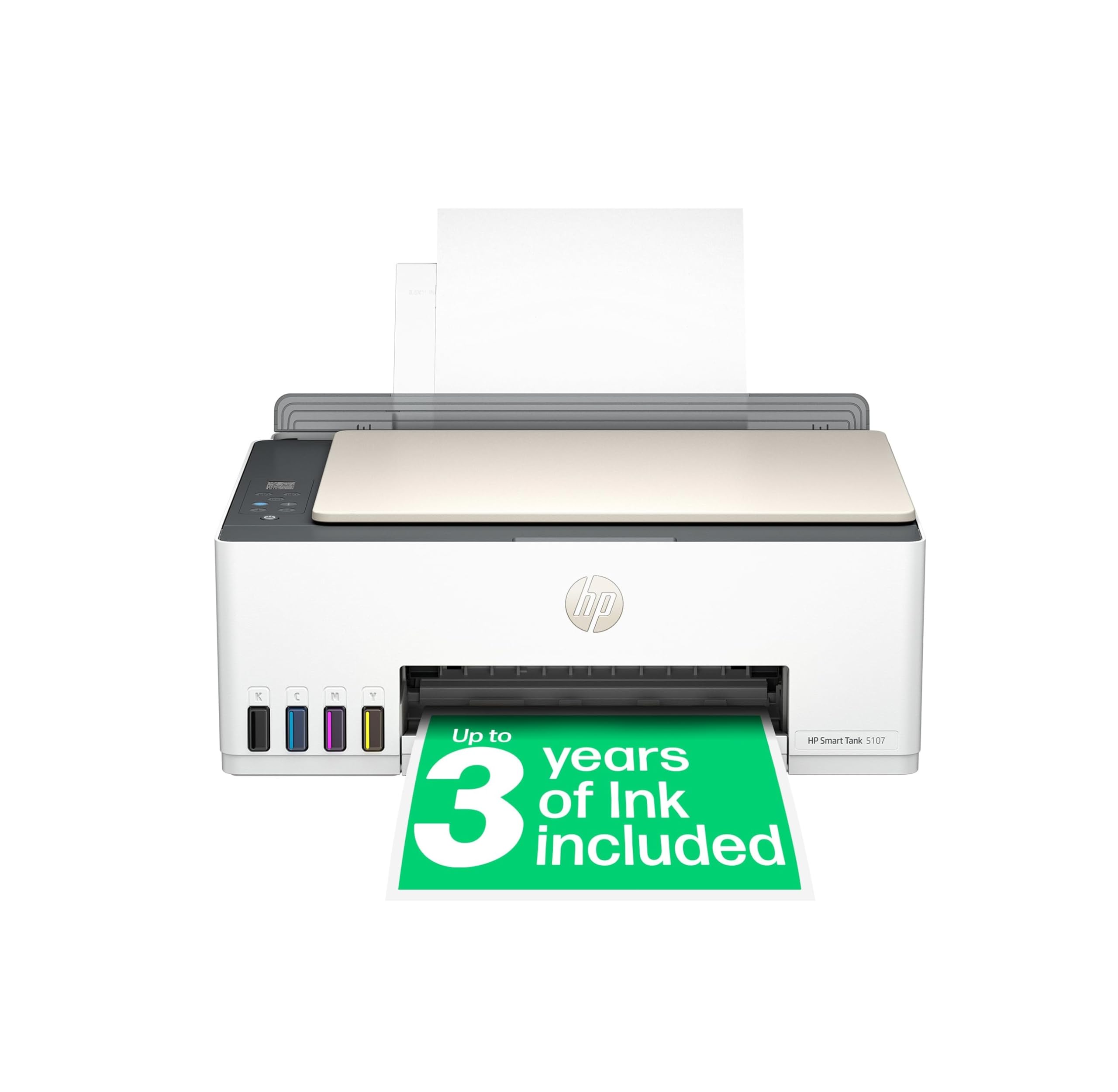 HP Smart Tank 5107 All-in-One Printer, Color, Printer for, W128562704 (Printer, Color, Printer for Home and Home Office, Print, Copy, Scan, Wireless High-Volume Printer Tank)