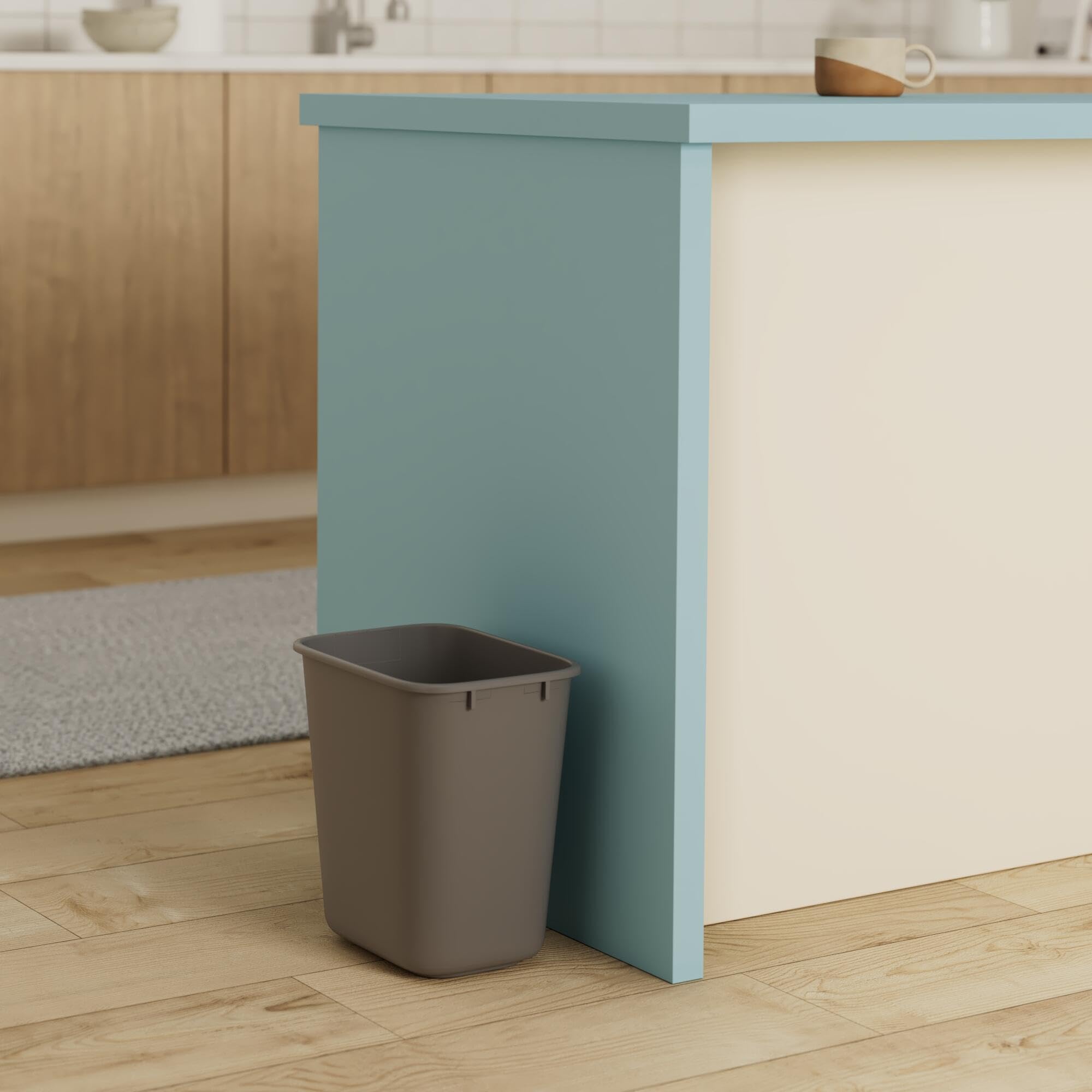 Rubbermaid Commercial Products Commercial 13-5/8 cala LLDPE prostokątny Small Deskside Trash Can - Grey