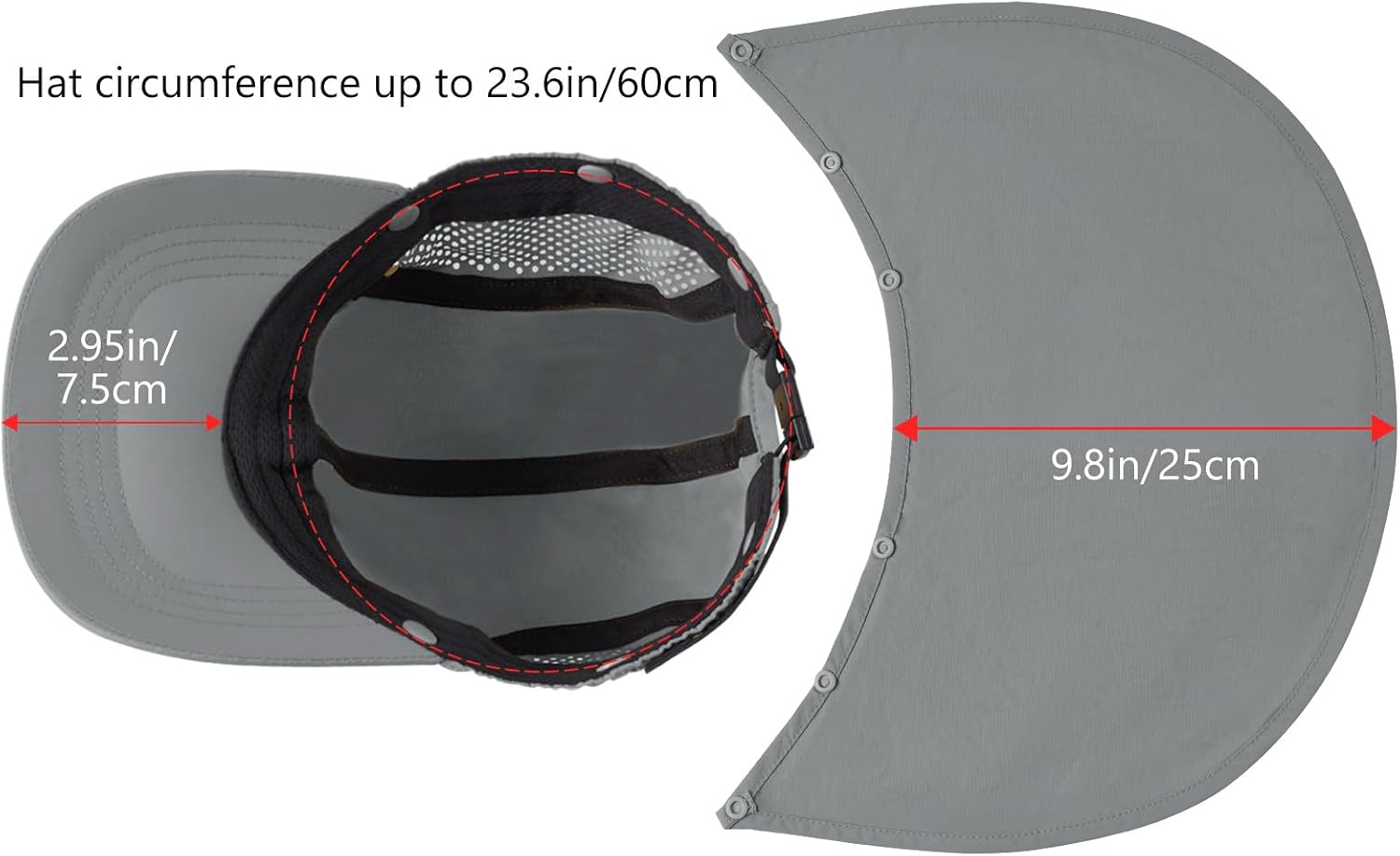 BASSDASH UPF 50+ Foldable Fishing Hat Baseball Cap with Removable Neck Flap Portable for Men Women Golf Hiking