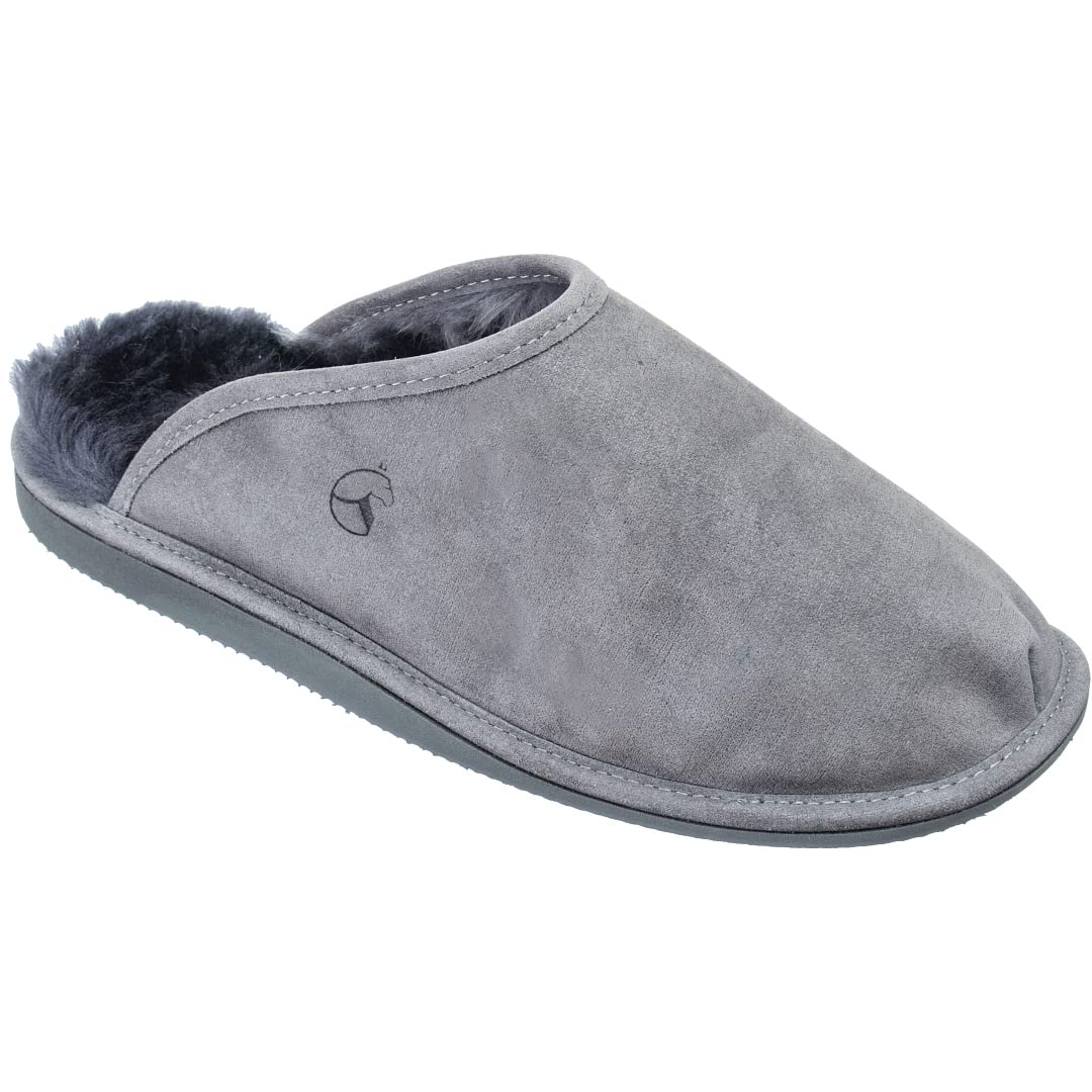 ESTRO Pantofole Uomo Inverno Ciabatte Casa Pantofola Ciabatta Vera Pelle SNUG Beige Classico
