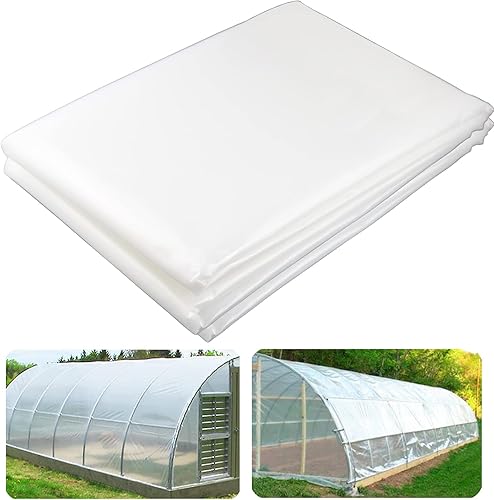 Yowlieu Lámina de plástico transparente para invernaderos de 12 x 25 pies, 6 mil, resistente a los rayos UV, cubierta de plástico para invernaderos,