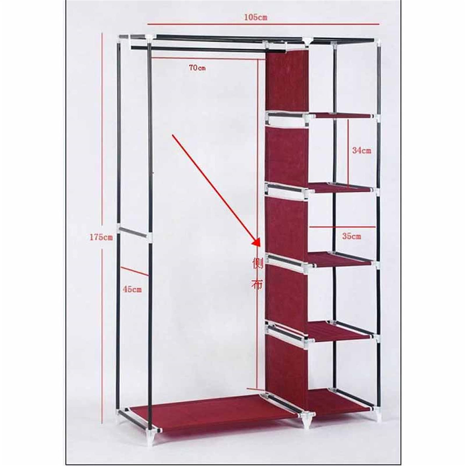 Szafa z tkaniny, przenośny organizer do przechowywania w szafie, otwarte pudełko do przechowywania 167 x 108 x 44 cm (rozmiar: 175 x 110 x 45 cm, kolor: C)