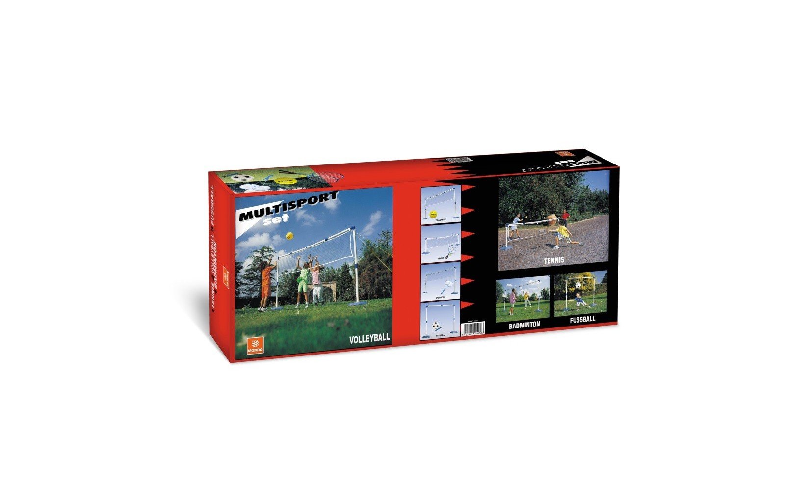 Mondo Toys - Multisport Set - Combinazione Rete | Pallavolo, Tennis, Calcio, Badminton, Freesbe e Calcio Tennis | Ideale per Il Giardino | Pali durevoli / portatile - 18164
