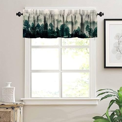 Miniatura 10 de Cortina rústica de cenefa de bosque árbol de caza de camuflaje ciervo alce pájaro oso ventana cenefa para cocina comedor dormitorio comedor