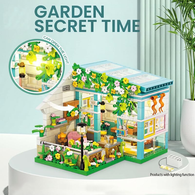 Image of SKY LINE OCEAN Garden LED House Building Block Set, 626+ PCS DIY Mini House with Lights, Creative Garden Cottage Model Kit, Construction Toy Gift for Kids & Teens | 5 Year Structural Warranty