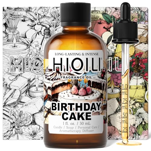 Image of HIQILI Birthday Cake Fragrance Oil for Diffusers, Candle & Soap Making, Add to Aromatic Air Freshener Spray, Premium Grade - 1Fl Oz