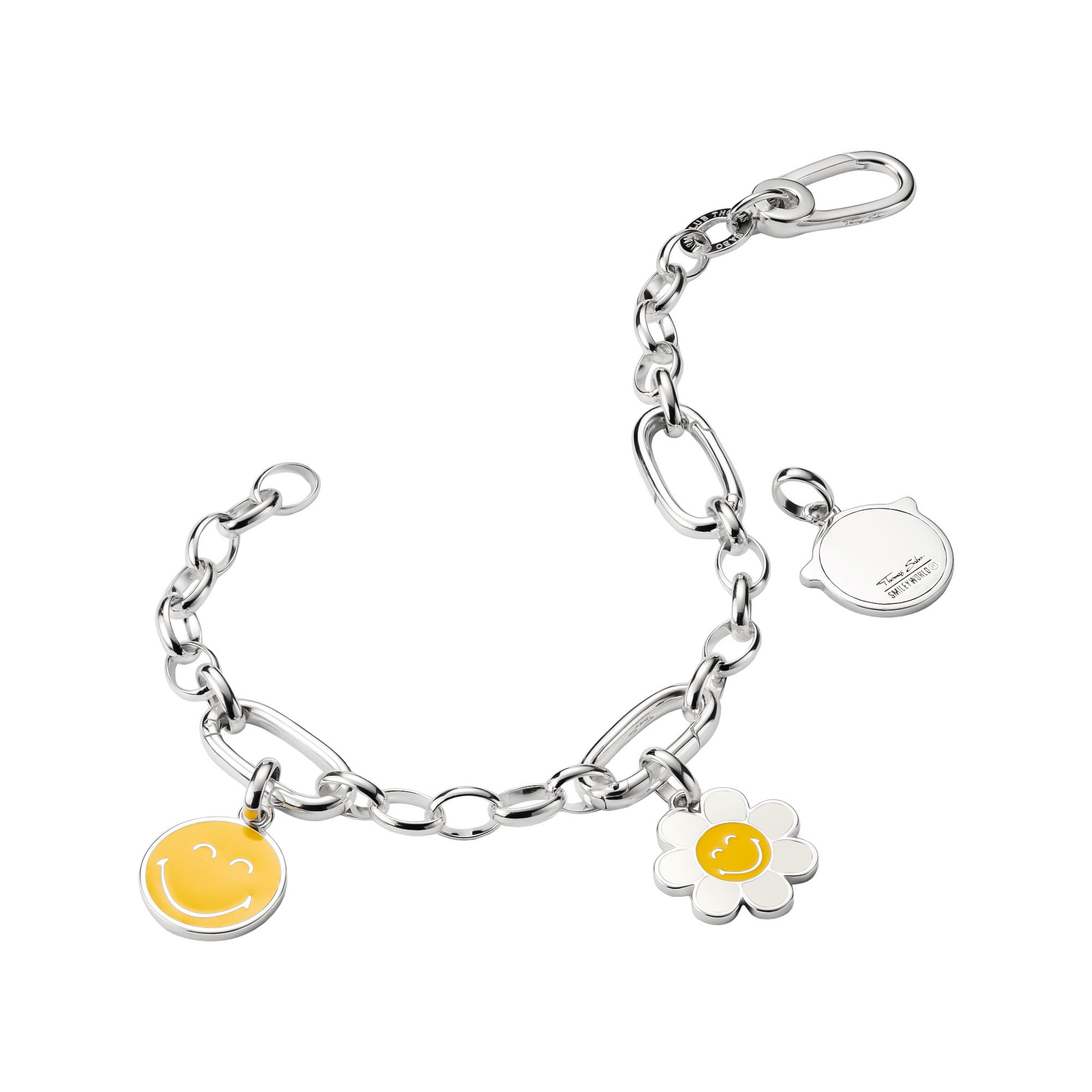 THOMAS SABO SMILEYWORLD® Daisy Charm-Anhänger Connect Silber Recyceltes 925 Silber, Geschw., Kaltemail
