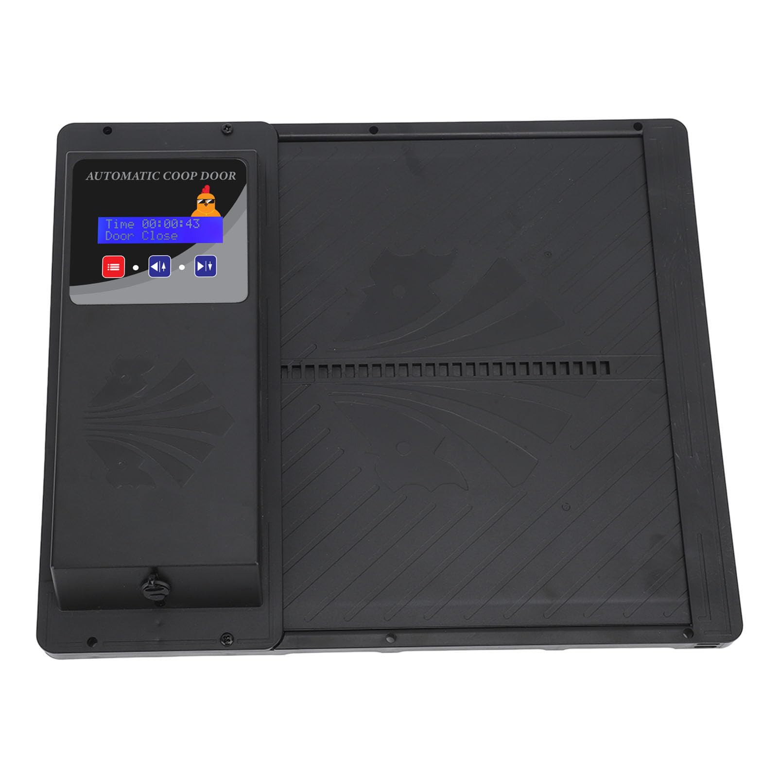 Porta automatica per pollaio, apertura orizzontale USB, apriporta automatica con timer, schermo LCD elettrico, per pollaio, schermo a LED (nero)