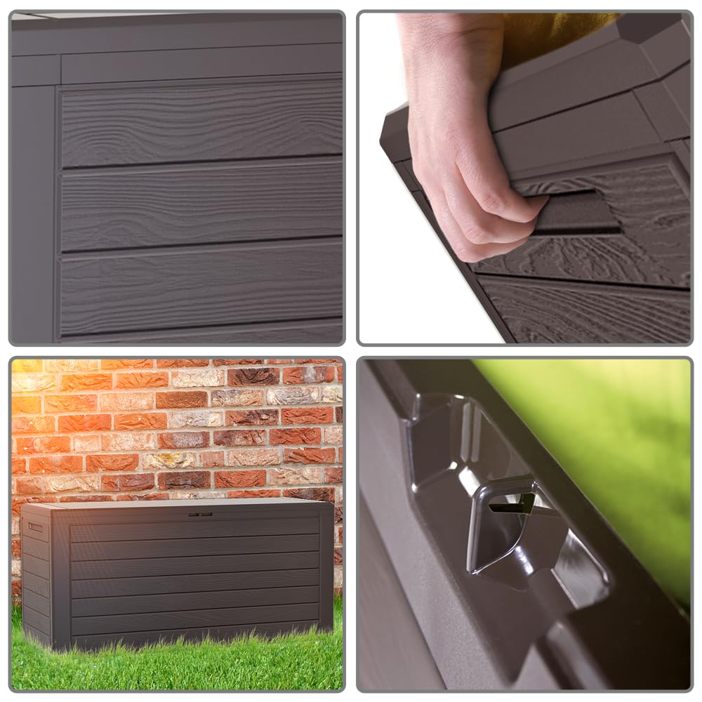 VOUNOT® Baule da Giardino Impermeabile 280 L Effetto Legno Marrone