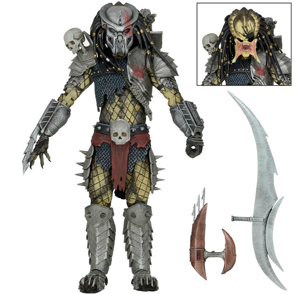Jiumaocleu Yautja-Ultimate Scarface Hunter Action Figure 20CM PVC Anime Movable Joints Standing Pose Collectors and Display Halloween Figures