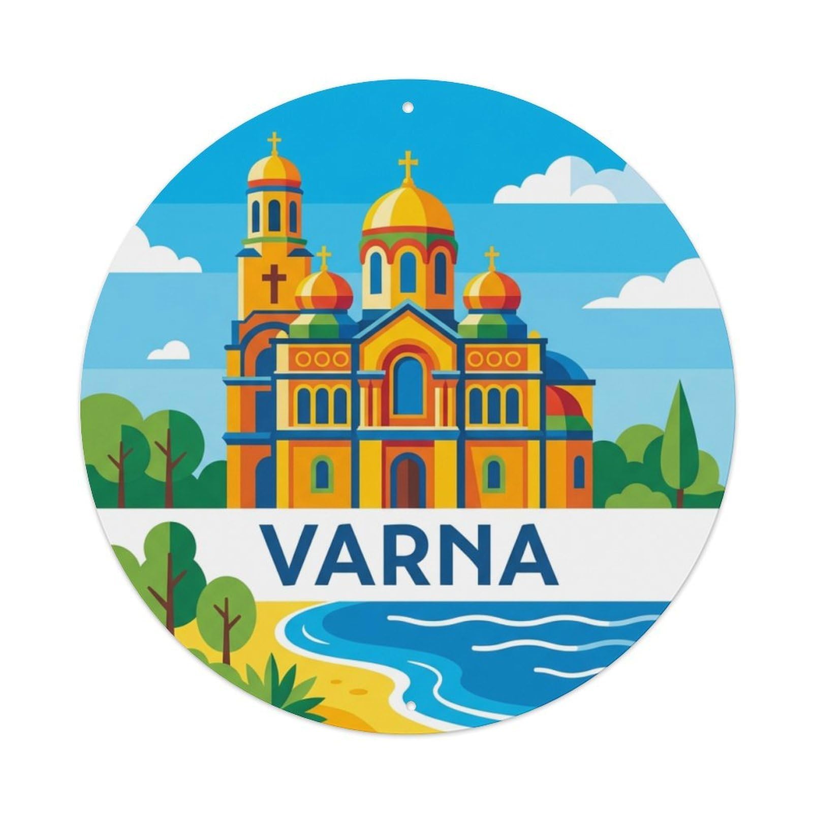 Metal Tin Sign Bulgaria Vintage Travel Varna