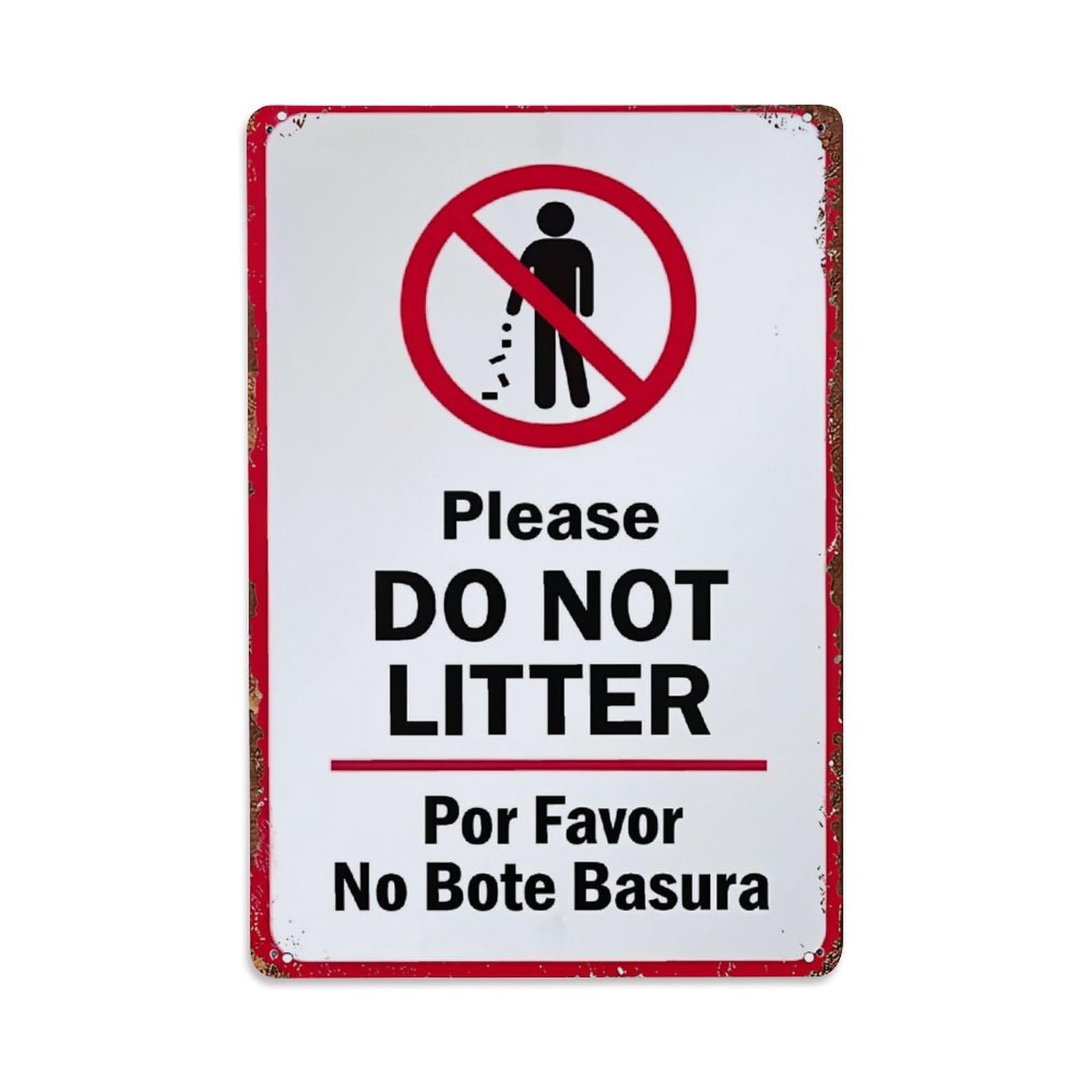 Jdfenggu Vintage Please Do Not Litter Sign Retro Metal Tin Sign, Metal Poster For Bar, Home, Man Cave, Kitchen, Laundry Room Art Decor 8X12 Inch