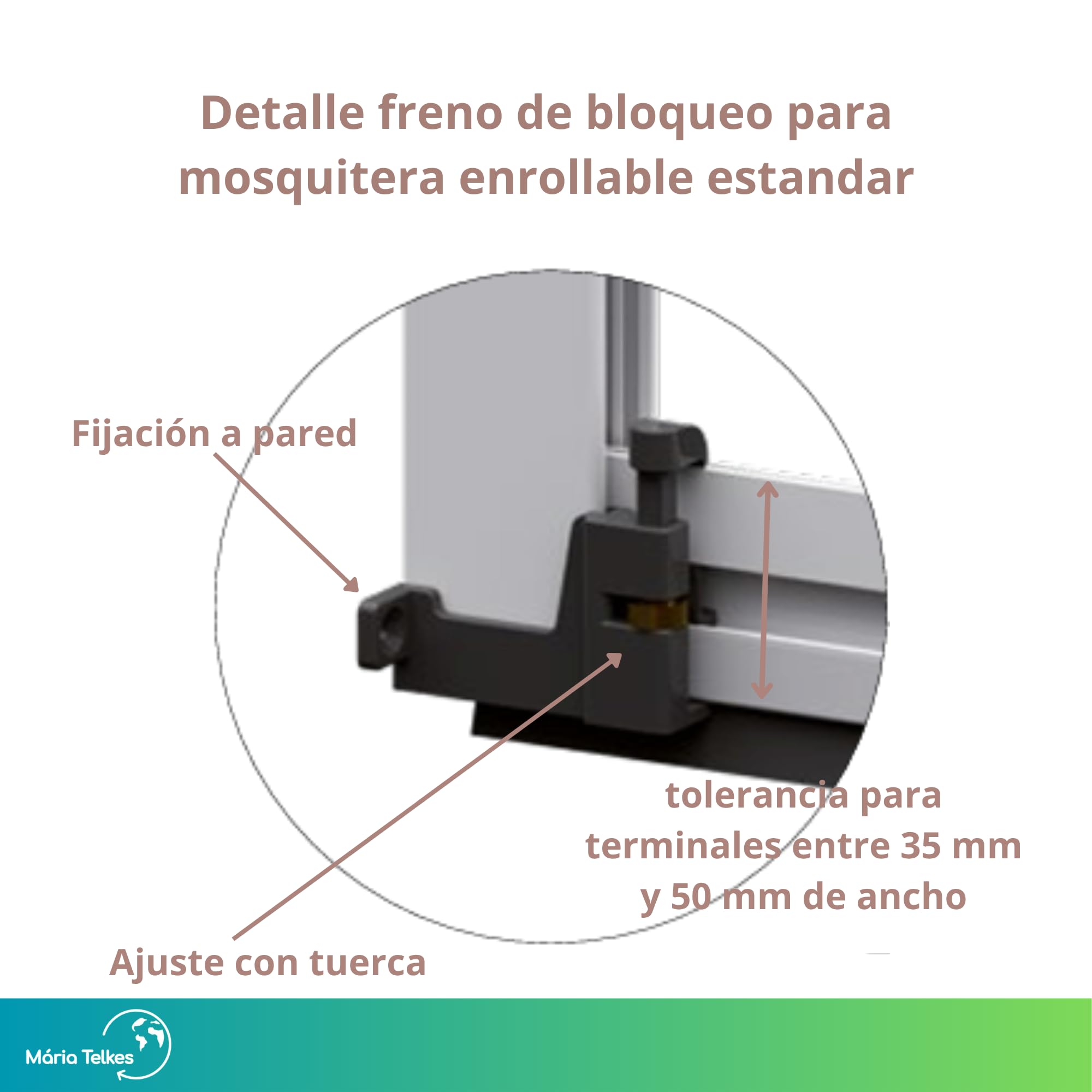 TELKES - Set of retainers for roll-up mosquito net. Brake with nut in white. Fastener regulator mosquito net 53 x 25 x 55 mm (1, White) - Image 2
