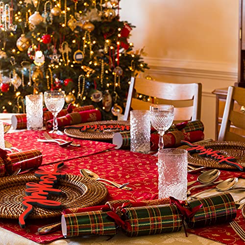 Décoration de table de Noël en bois rouge : 12 plaques rustiques de fêtes - 8