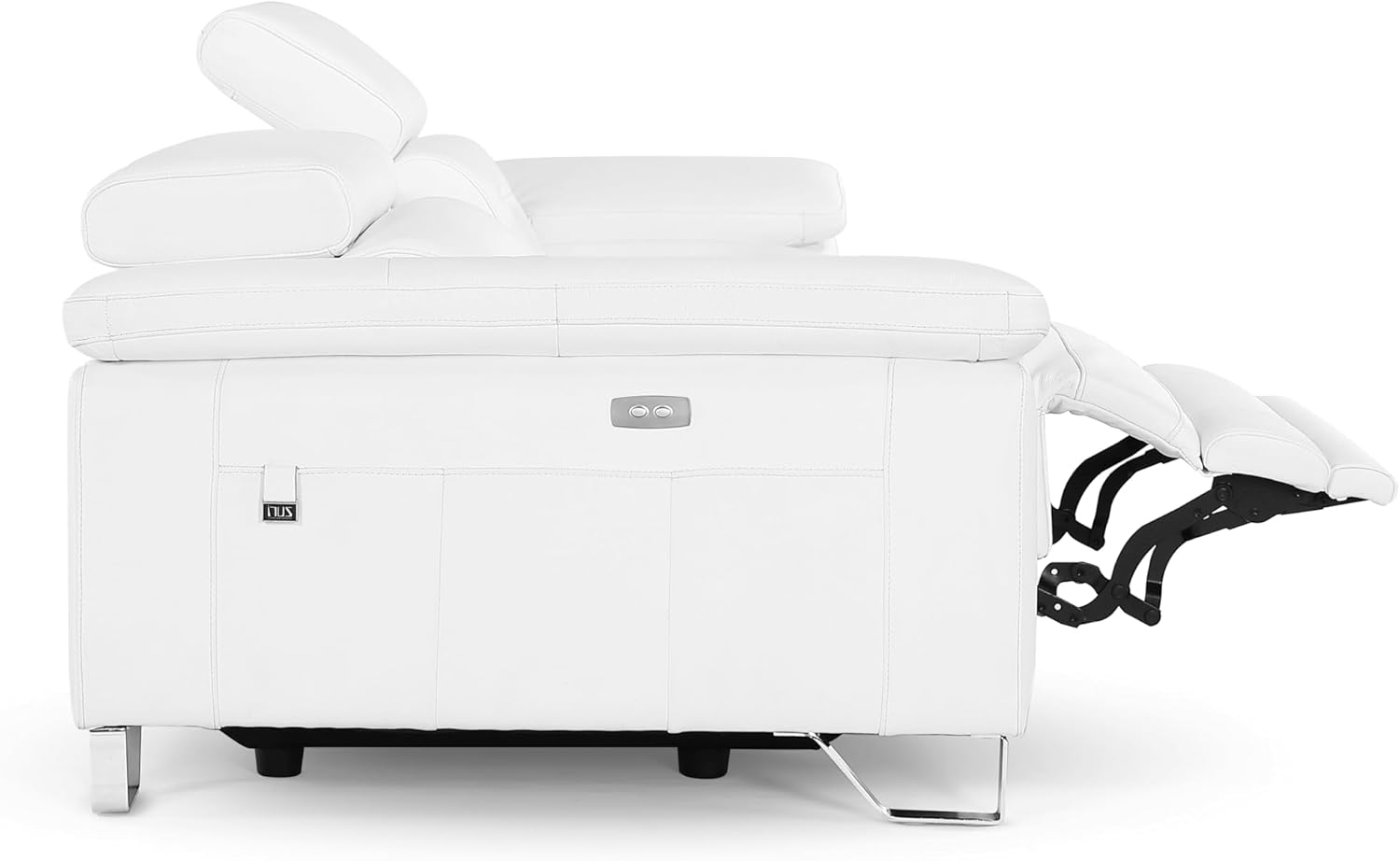 ZURI Modern Monaco Reclining Leather Loveseat with Adjustable Headrests - White