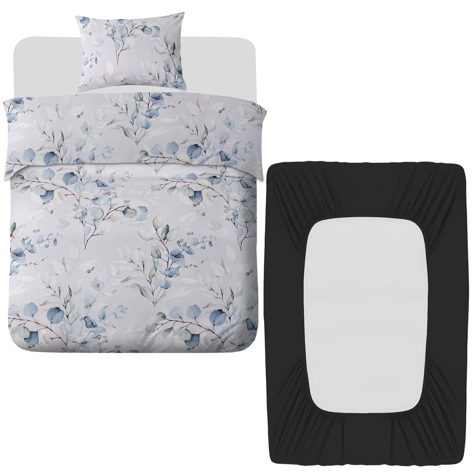 Lazzaro 3 Pcs Single Duvet Cover Set with Matching Black Single Fitted Sheet 40 cm Extra Deep Pocket - UltraSoft Breathable Premium Microfibre Reversible Quilt Cover Bedding Set For All Seasons — image 1