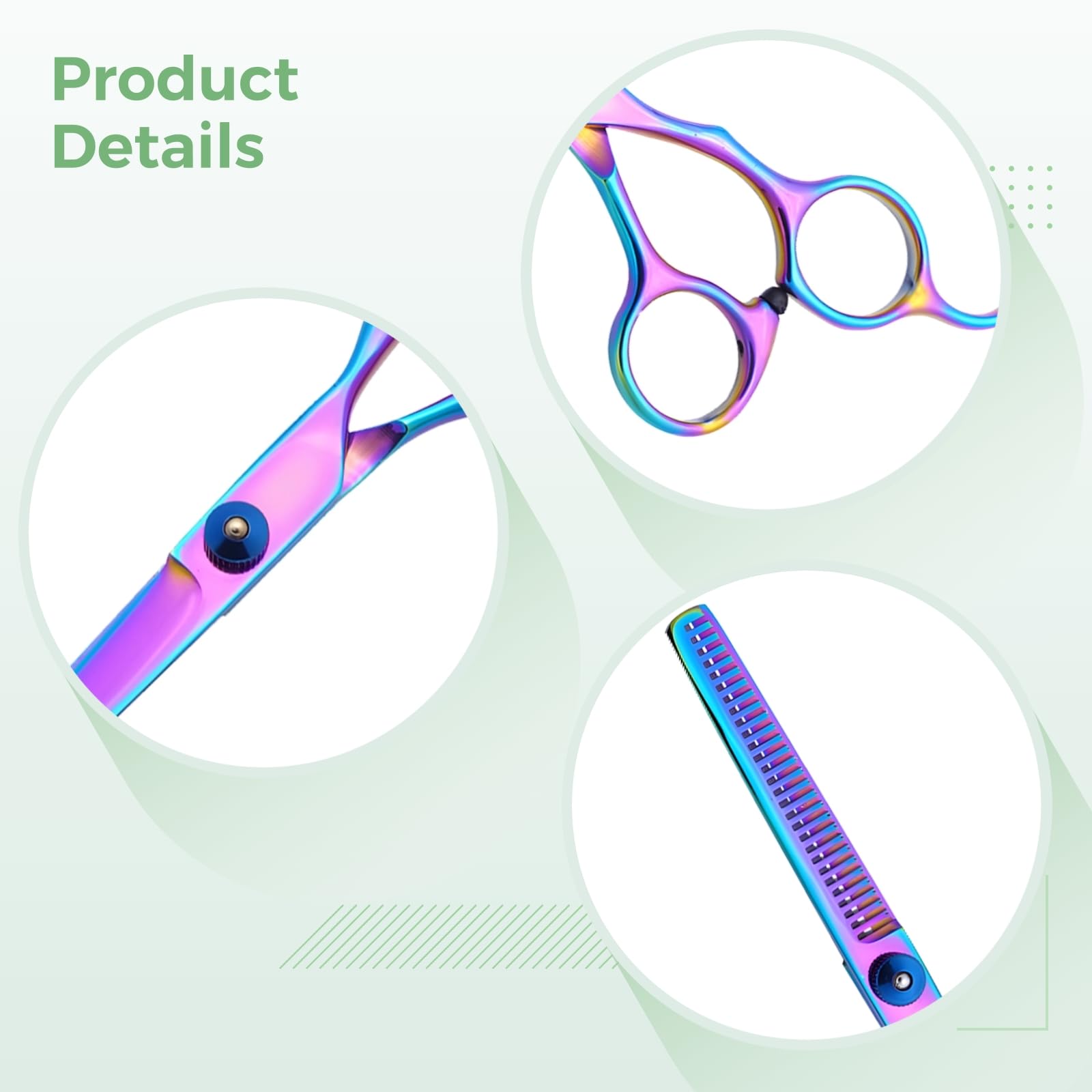 Generisch 6 Zoll Edelstahl-Tierpflegescherenset, mit gerader und gebogener Schere, Regenbogen-Finish, Hundescheren zum Fellschneiden, für präzises Trimmen und Formen, für Zuhause und Salon