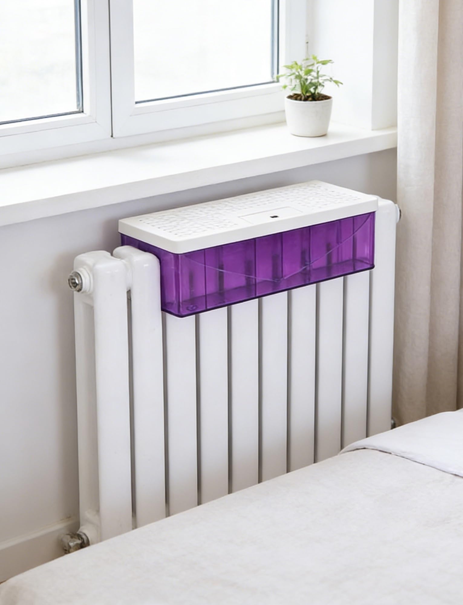 Universal Radiator Water Humidifier, Evaporative Heat-Powered, Energy Efficient, Easy Installation,Visible Water Level, Home &amp; Office Use(Purple,40cm/15.7in)