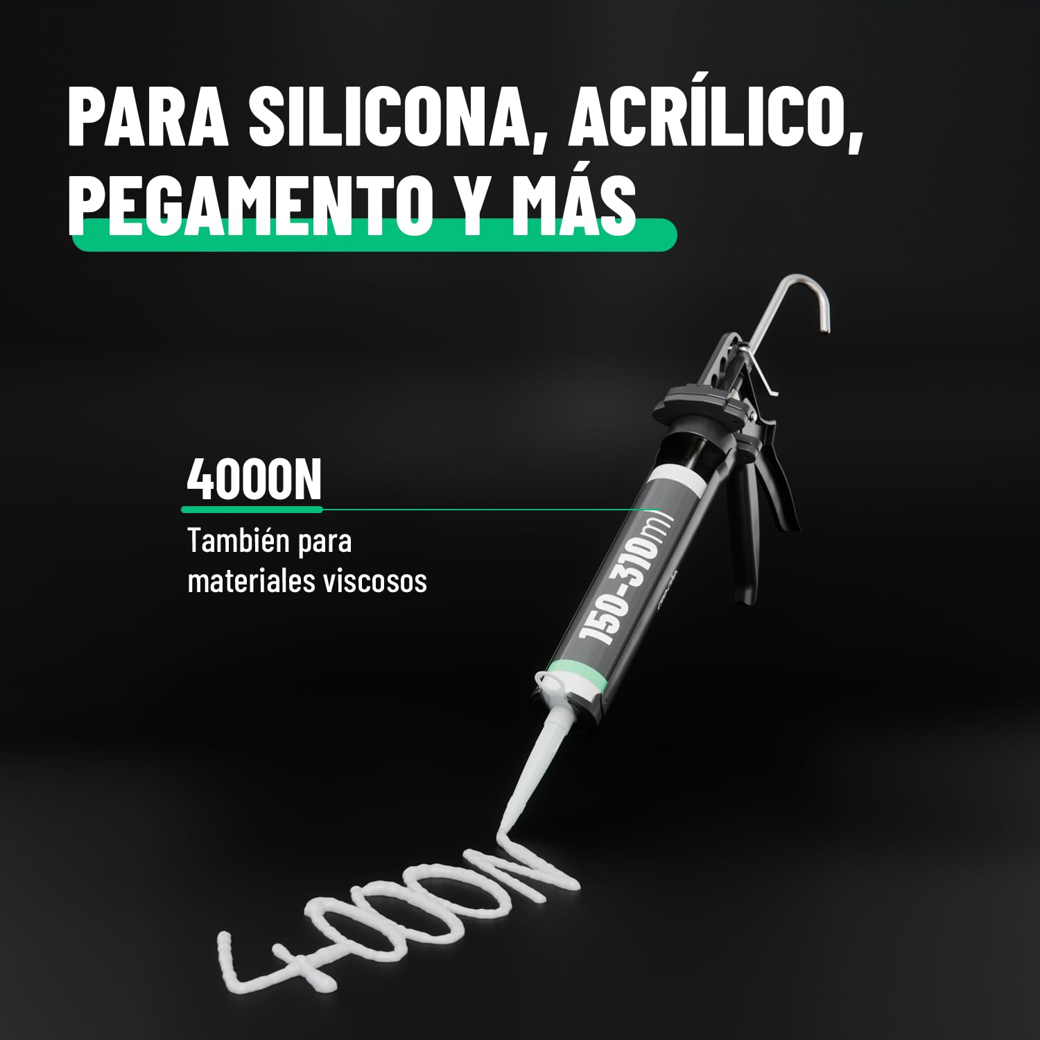 greate Pistola de cartuchos con relación 25:1 & sistema antigoteo | Paquete de 2 - Pistola silicona para cartuchos 150-310 ml - selladora, acrílico & adhesivo - Aplicador