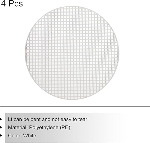 Miniatura 3 de MECCANIXITY Hoja de lona de malla de plástico de 6.8 pulgadas, lona redonda blanca en blanco para bordar, malla de ganchillo de punto, paquete de 4