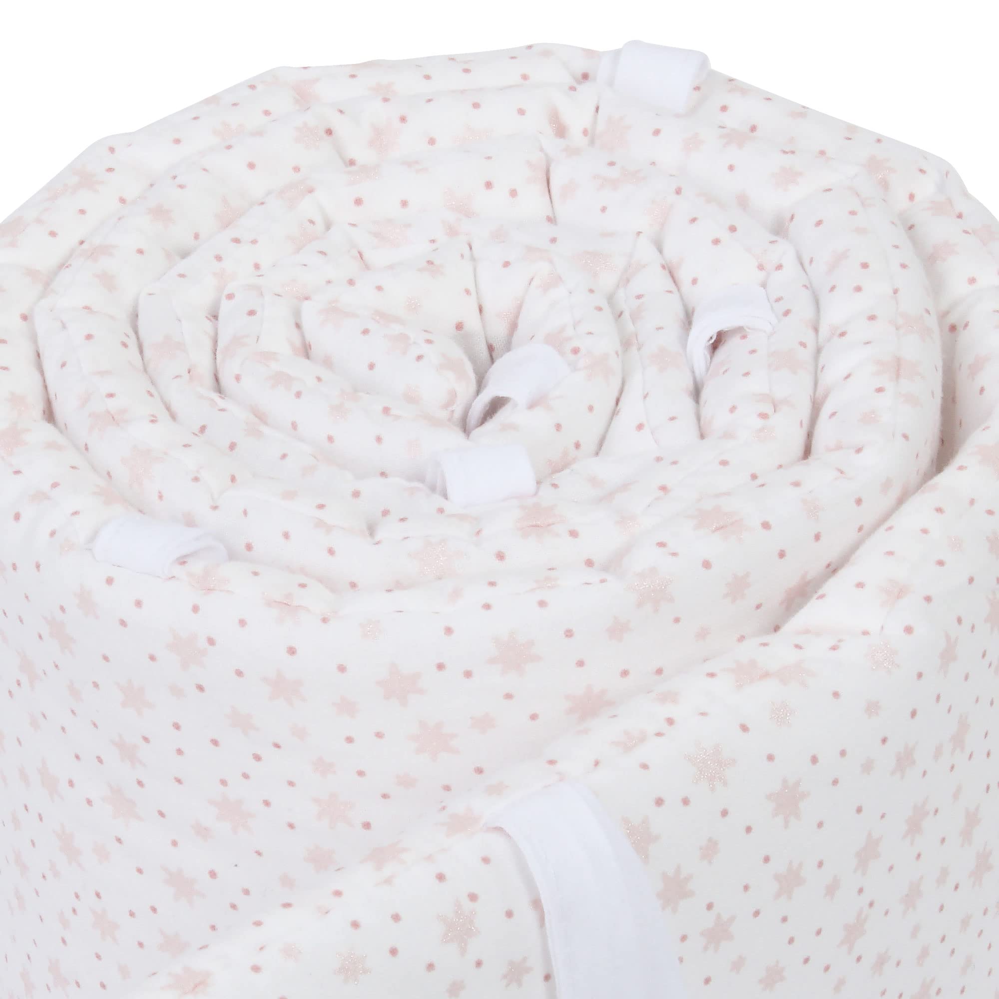 babybay Paracolpi in rete adatto per modello Maxi, Molle, Comfort e Comfort Plus, bianco con stelle glitterate rosa