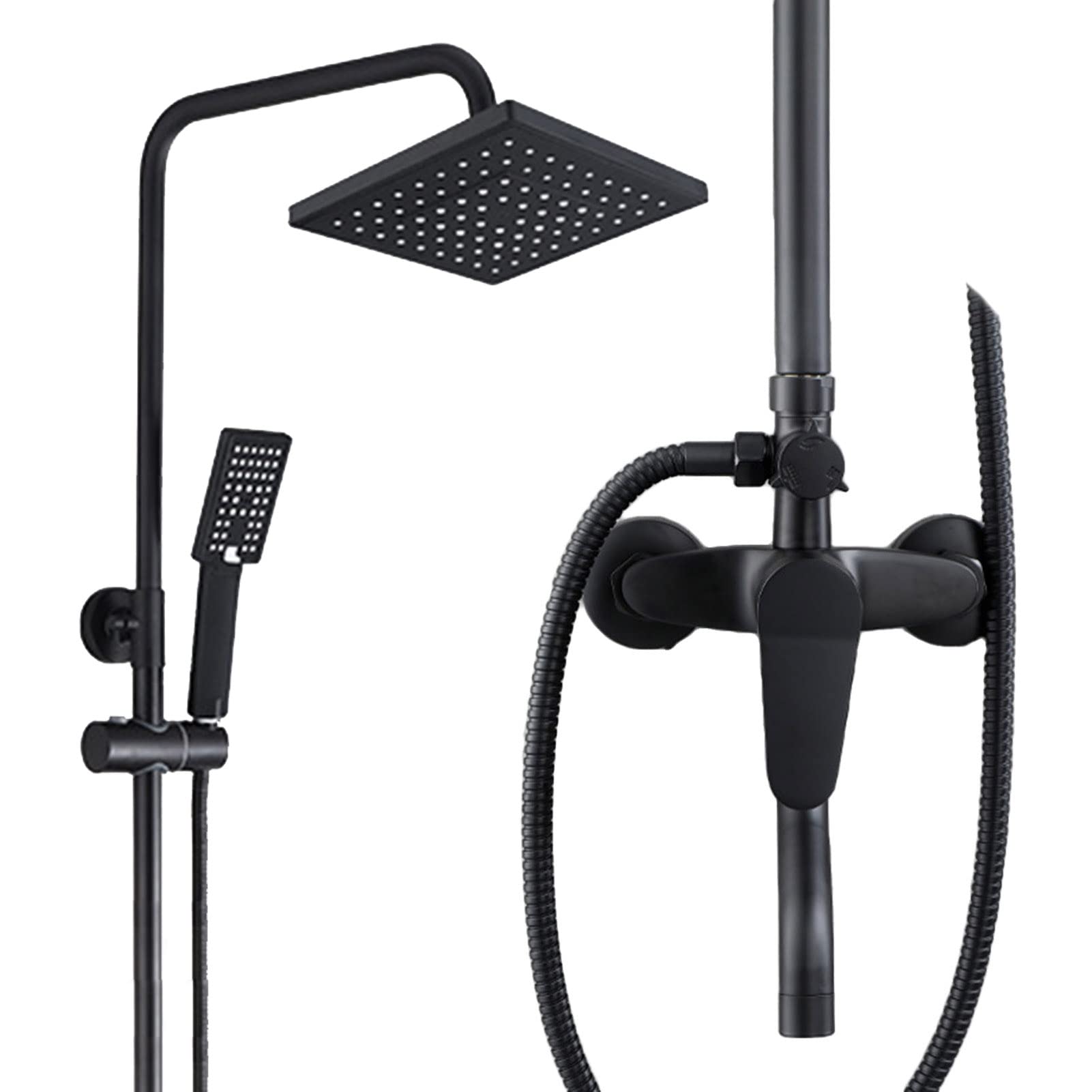 Ensemble de robinetterie noire avec garniture de douche à main et pommeau haute pression