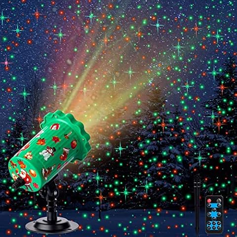 Treela Christmas Projector Lights Outdoor Starry Waterproof Projection Light with Remote Control LED Outdoor Light Projector Landscape Spotlights for Xmas Yard Party Cover
