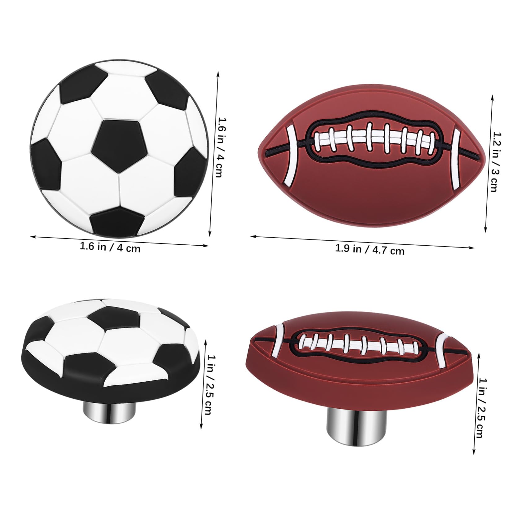 DOITOOL Sports Ball Drawer Knobs for Boys Basketball Soccer Set Easy Install PVC and Girls' Dresser Cabinet Hardware