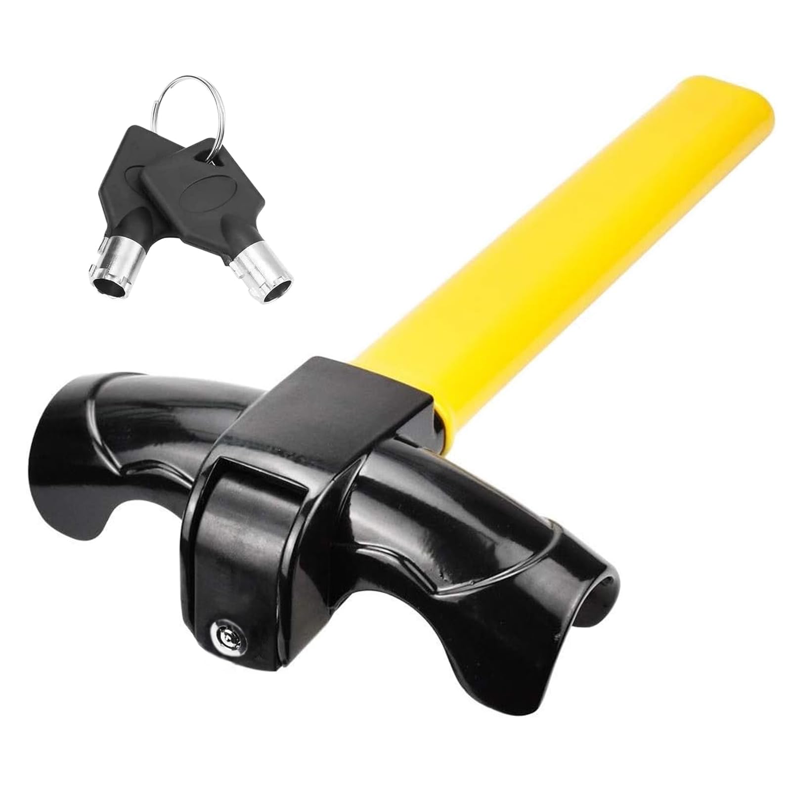 Spares2go Yellow Heavy Duty Steering Wheel Lock Bar Car Van Truck Lorry Lawnmower Caravan Motorhome Anti Theft Security Immobiliser (Includes 2 Keys)