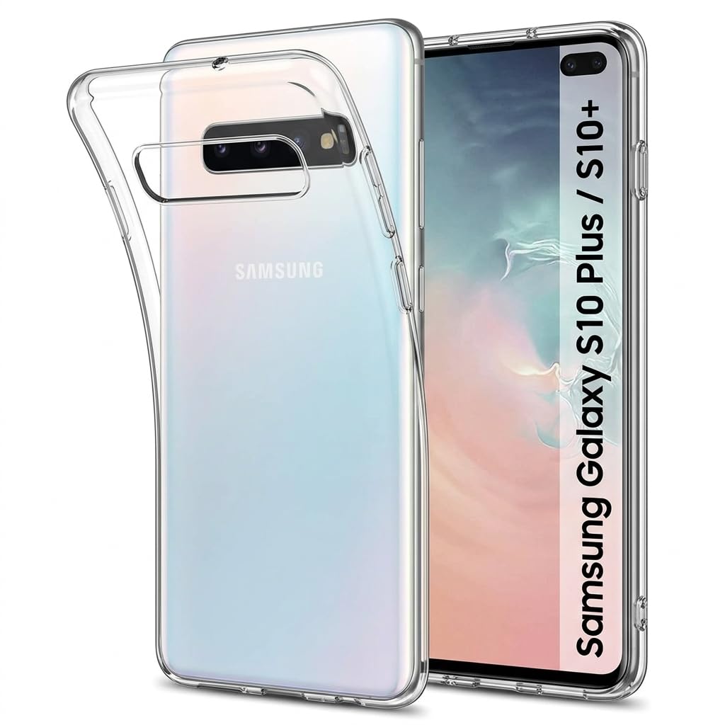 JANAK RAJ Soft Crystal Clear Back Case Cover Compatible with Samsung Galaxy S10 Plus / S10+ | 100% Transparent Shockproof Silicone 360 Protective Design - Clear