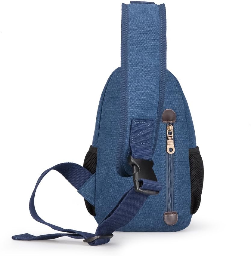 SIMU Sling Bag Pack Canvas Shoulder Sling Backpack Small Crossbody Chest Bag for ipad mini (blue)