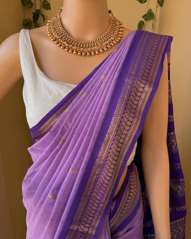 Image of South Cotton Gadwal Saree for Women | Celebrity Inspired Traditional Ethnic Wear | Chettinad & Kalyani Cotton Sarees | Soft Cotton Saree with Blouse Piece