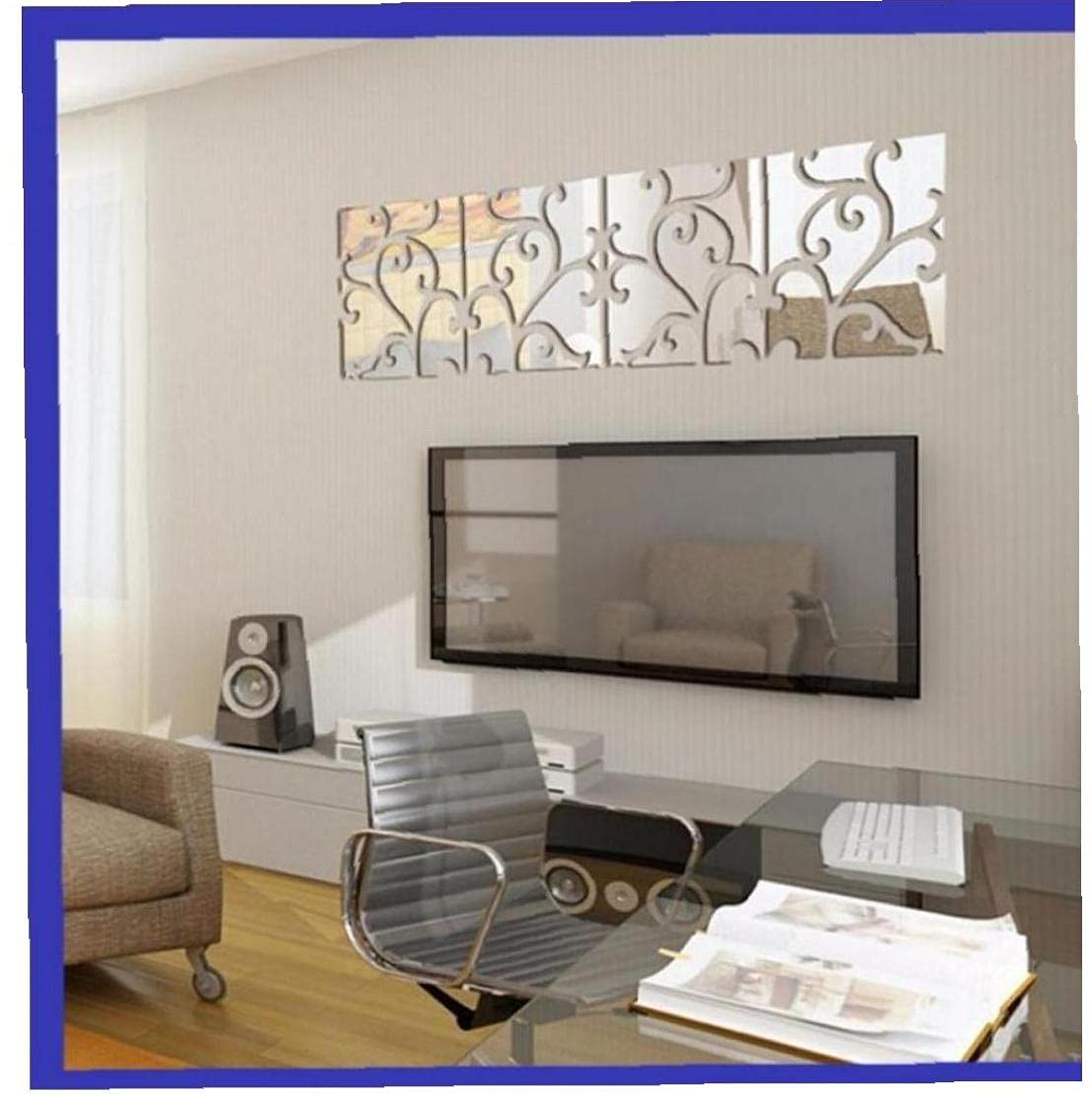 Miroir acrylique 3D pack de 4 stickers muraux design pour salon