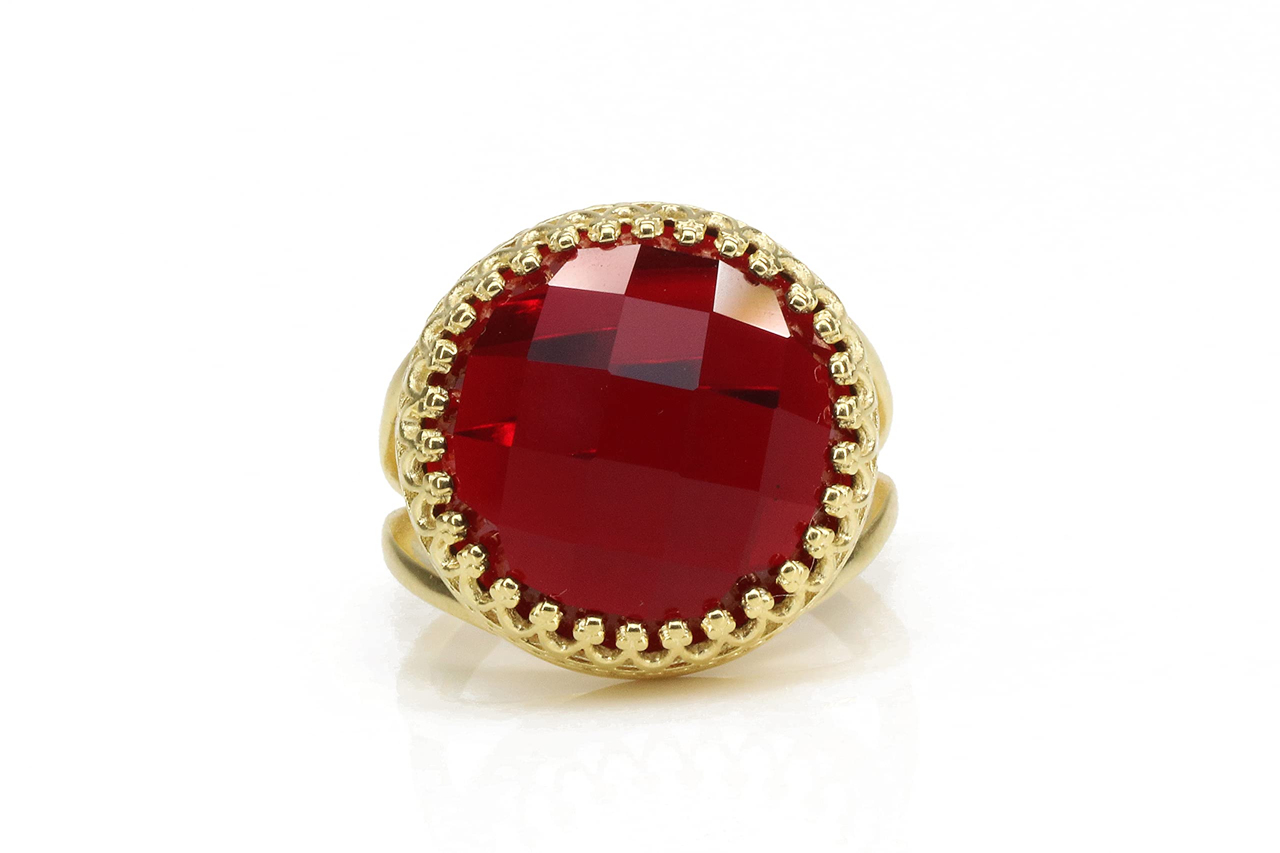 Granat Schmuck Brauch Schliff Runde Ring im 14k Gold - Auffällige Aussage Gold Ringe, Geburtsstein Ringe, Personalisierte Ringe, Geschenk Ringe für Frauen - Anpassbare Ringgröße und Material