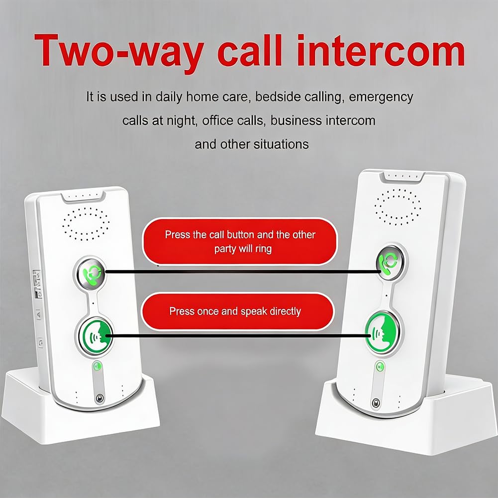 Paquete de 3 sistemas de intercomunicación inalámbricos de 2 vías de habitación a habitación, intercomunicador doméstico con base de carga, volumen ajustable recargable y tonos de llamada para uso
