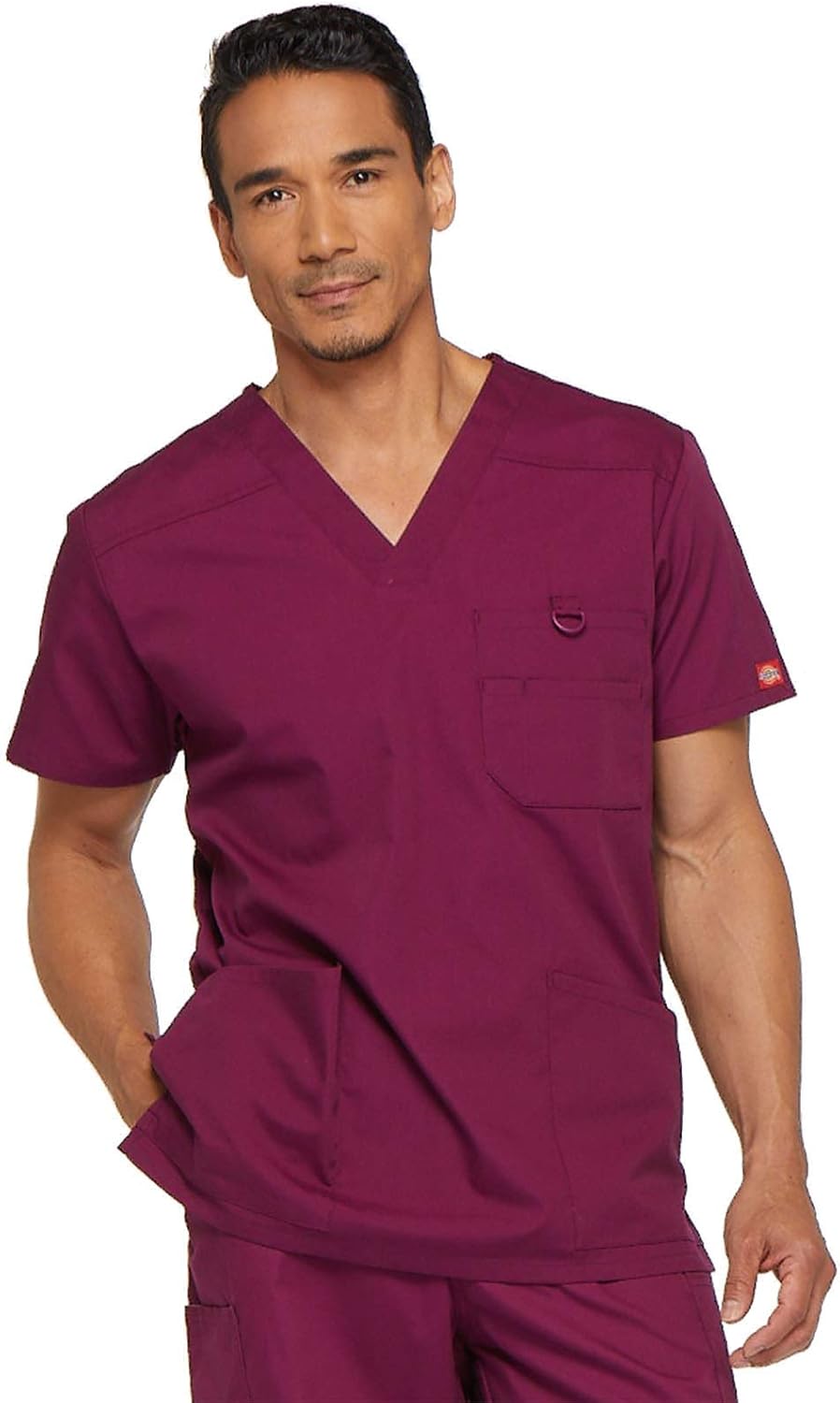 Dickies Mens V-Neck Scrub Top with 5 Pockets - Medical & Nursing Uniform Shirt, Side Vents - 81906