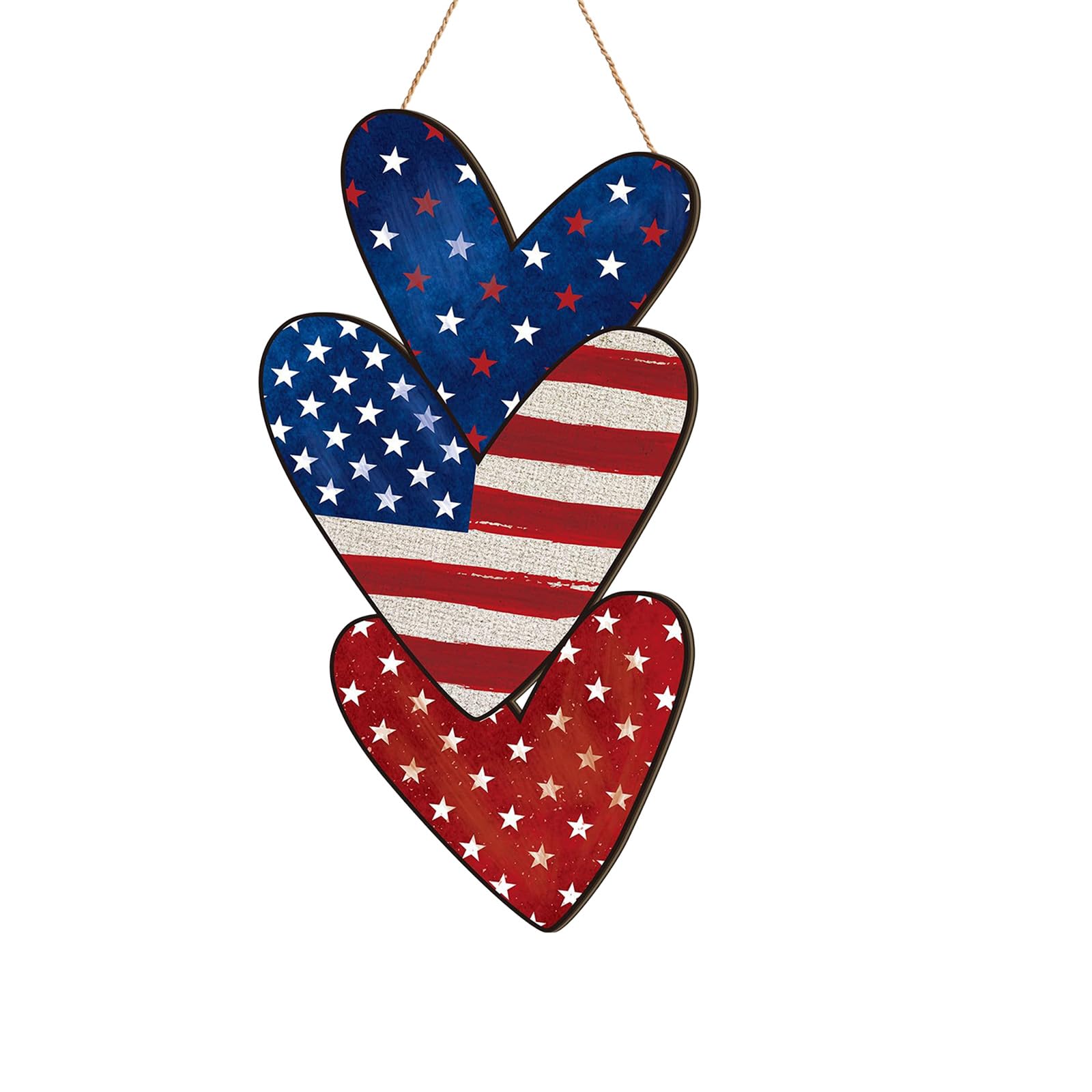 PANGBOER 4Th of July Hanging Door Sign 250Th Anniversary Decorations Patriotics Door Hanger Americans Wood Plaques for Wall Wood Patriotics Wreath